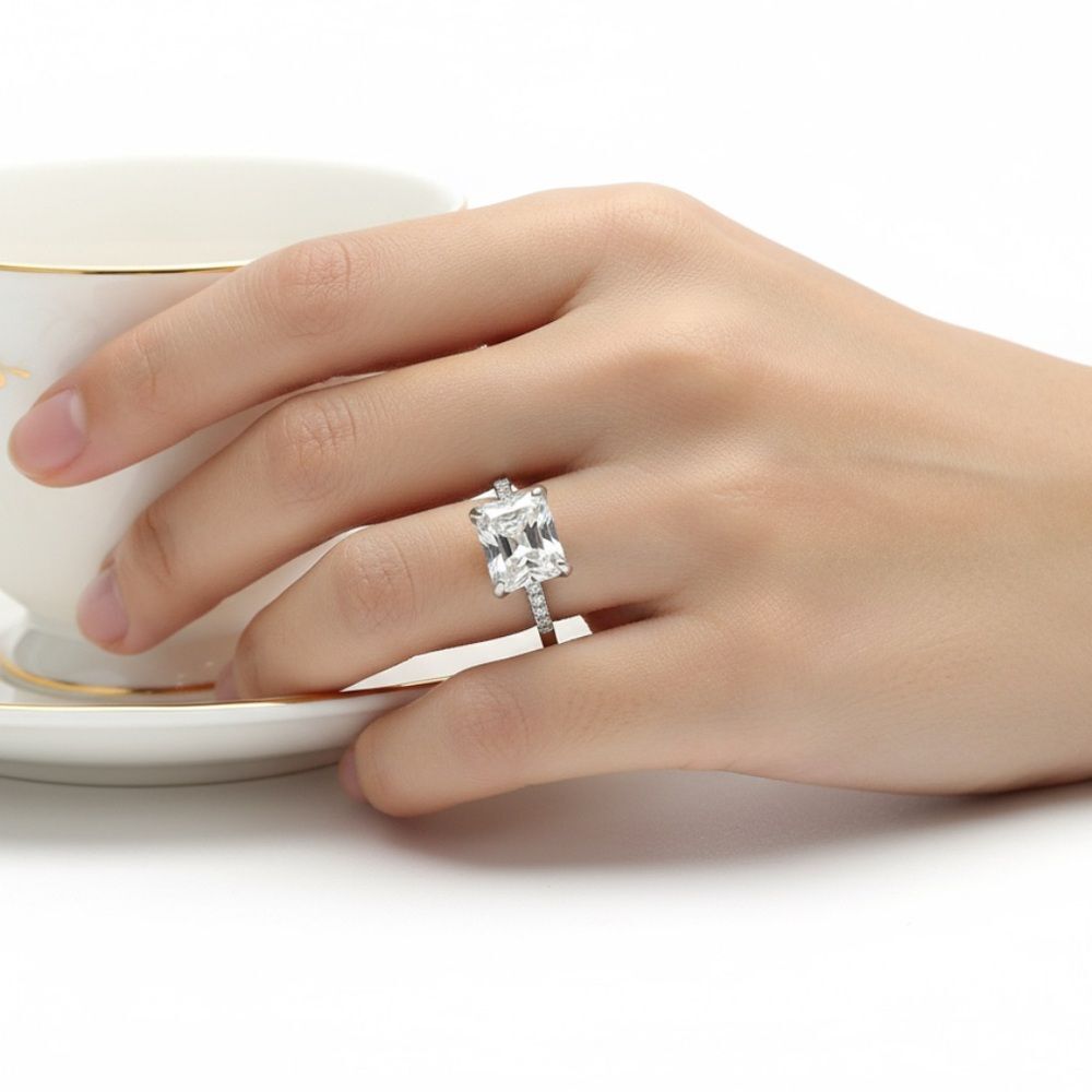 Bridal Style Engagement Ring | Large Clear Gemstone Statement Ring | Size 6.5